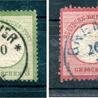 Briefmarken Deutsches Reich 1872 1/3 Groschen kleiner Schild; 1 Groschen großer Schil
