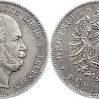 Altdeutschland Kaiserreich 5 Mark Preußen 1874 A Kaiser Wilhelm I. (1861-1888)