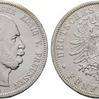 Altdeutschland Kaiserreich 5 Mark Preußen 1875 B Kaiser Wilhelm I. (1861-1888)