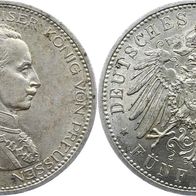 Altdeutschland 5 Mark Preußen 1913 A, Kaiser Wilhelm II. in Uniform (1888-1918)