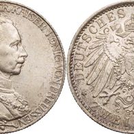 Altdeutschland 2 Mark Preußen 1913, Kaiser Wilhelm II. (1888-1918) Regierungsjubiläum
