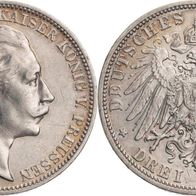 Altdeutschland 3 Mark Preußen 19109 Kaiser Wilhelm II. (1888--1918)
