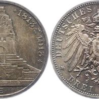Altdeutschland Sachsen 3 Mark 1913 E, 100 Jahre Völkerschlacht bei Leipzig