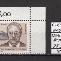 Berlin 1986 100. Geburtstag von Ludwig Mies van der Rohe MiNr. 753 postfrisch ER ore