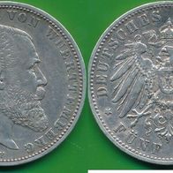 Kaiserreich Altdeutschland 2 Mark Württemberg 1901 König Wilhelm II. (1891-1918)
