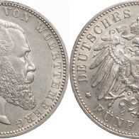 Kaiserreich Altdeutschland 5 Mark Württemberg 1913 F König Wilhelm II. (1891-1918)