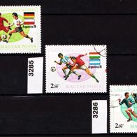Un185 - Ungarn Mi. Nr. 3284 + 3285 + 3286 Fußball-WM in Argentinien 1978 o