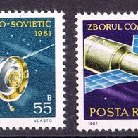 Rumänien - Postfrisch Mi-Nr. 3792-93 + Bl.180 "Weltraumflug UDSSR-Rumänien" nur 25%Mi