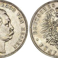 Altdeutschland Kaiserreich 5 Mark Hessen-Darmstadt 1876 H, Ludwig III. (1848-1877)