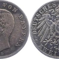 Altdeutschland Kaiserreich 2 Mark Bayern 1902 D König Otto (1886-1913)