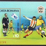 Rumänien - Postfrisch Mi-Nr. Bl.185 "Fußball-WM, Spanien" nur 25%Mi