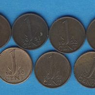 Niederlande 1 Cent 1948 - 1959 kompl. 11 Münzen