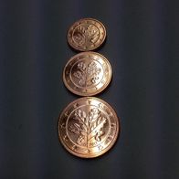 2017 1- 2- 5 Cent 2017 G -2017- G - Bankfrisch aus der Rolle-Top