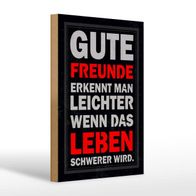Holzschild Spruch 20x30cm gute Freunde erkennt man Holz Deko Schild