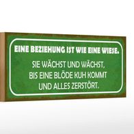 Holzschild Spruch 27x10 cm Beziehung ist wie eine Wiese Deko Schild