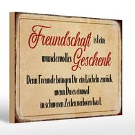 Holzschild Spruch 30x20 cm Freundschaft ist ein Geschenk Deko Schild