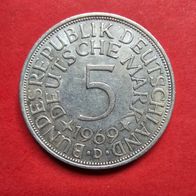 5 DMark Silberadler - Heiermann 1969 D Münze in 625er Silber
