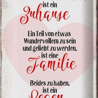 Blechschild Spruch 20x30cm Zuhause Familie Segen Herz Metal Deko Schild