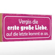 Holzschild Spruch 27x10 cm Vergiss die erste große Liebe Deko Schild