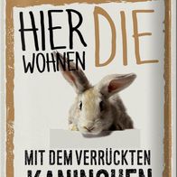 Achtung Kaninchen Schild - Metallschild 20x30cm Wetterfest