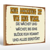 Holzschild Spruch 30x20 cm Eine Beziehung wie eine Wiese Deko Schild