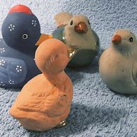 2 kleine Tauben + 2 kleine Enten aus Keramik