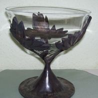 Eisengestell Blatt Form Schwer Schmiedehandwerk geformte Glasschale Unikat