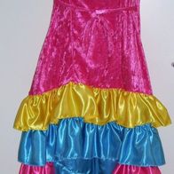 Samba Kleid Brasilianerin Fasching Karneval Kostüm Rio Volants Pink Gelb Blau