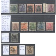 Briefmarken Saargebiet 1920 / 1921- 11 Werte Besatzungsmarken Belgien - Etappengebiet