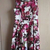 Vintage Kleid Hearts and Roses Gr. 44 XL 16 Pfingstrosen Petticoat