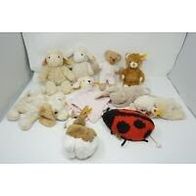 Steiff 10 Tiere Set, Teddybär, Lamm, Hund, Schmusetuch rosa, Hase, Spieluhr