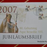 Vatikan 2007 Jubiläumsbrief - 80. Geburtstag Papst Benedikt