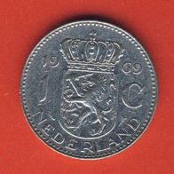 Niederlande 1 Gulden 1969 mit Fisch unter der 1 von Gulden