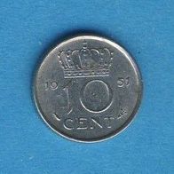 Niederlande 10 Cent 1951