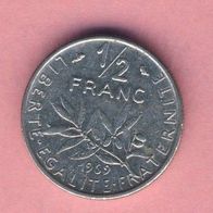 Frankreich 1/2 Franc 1969