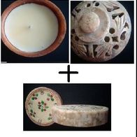 Kerze Kerzenhalter + Räucherstäbchen Halter Speckstein neu Einzelstücke