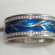 Designer Damen Ring Silber + Emaille, Grösse 20