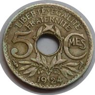 Frankreich 5 Centimes 1924 (Füllhorn) ## K