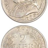 Vatikan 2 Lire1867 R (Rome) Anno XXII, Papst PIUS IX. (1846-1878) vz