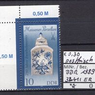 DDR 1989 Meissener Porzellan (II) MiNr. 3241 I postfrisch Eckrand oben links