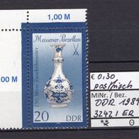 DDR 1989 Meissener Porzellan (II) MiNr. 3242 I postfrisch Eckrand oben links