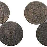 Niederlande Kleinmünzen-Lot 4 Stück VOC Duit 1755/1736/1788/1766 s. Original Scan