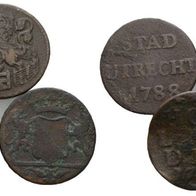 Niederlande Kleinmünzen-Lot 4 Stück Utrecht Duit 1788/1742/1780/1790 s. Original Scan