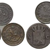 Niederlande Kleinmünzen-Lot 3 Stück 1/2 cent 1841/1884/1891 s. Original Scan