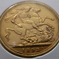 Großbritannien/ Australien Sovereign 1893 M Gold "Victoria 1837-1901" Vz * RAR