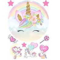 Einhorn Tortenaufleger Set - 20cm + 20 Mini-Aufleger Für Mottoparty