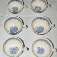 Tassen, Teetassen, Untertassen, Service Porzellan, Villeroy & Boch Burgenland blau