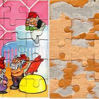 Ü-Ei Puzzle 1991 - Badezimmerzwerge - obere rechte Ecke - Text!!!