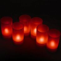 Daffodil LEC006G - 6 LED Kerzen - Elektrische Teelichter mit Gefäß - LR41 rot