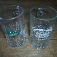 2er Set Bierkrug, Biergläser, Bierhumpen, ca. 0,3 Liter mit Werbeschriftzug